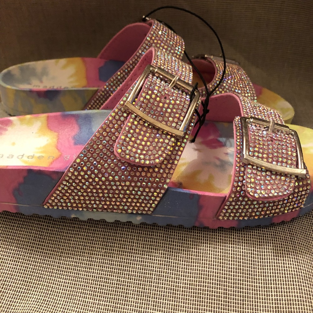 Madden Girl Tie Dye AB Rhinestones Slides Size 7 - Picture 4 of 5